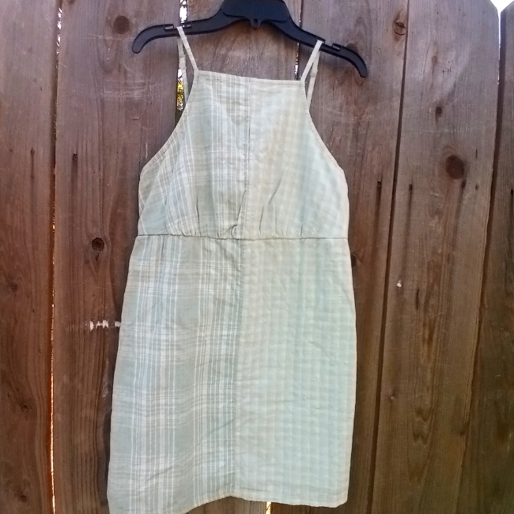 American Eagle Dress Juniors Size M Plaid Green Mini Pullover Sleeveless New
